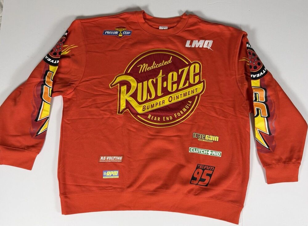 Disney Pixar Cars Lightning McQueen Rust-Eze Racing Sweatshirt XXL Red Crewneck